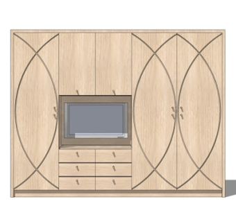 新中式衣柜su模型