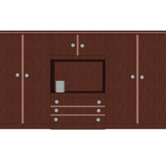 新中式衣柜su模型