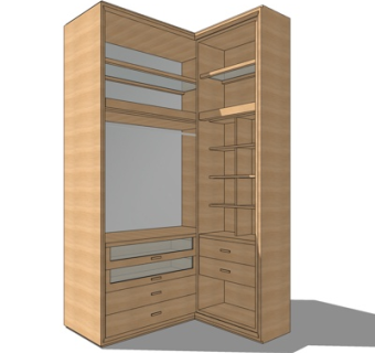 新中式衣柜su模型