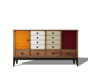 工业风实木边柜su模型