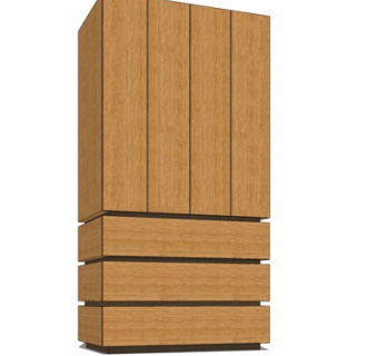 现代实木衣柜su模型