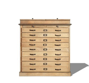 现代实木边柜斗柜su模型