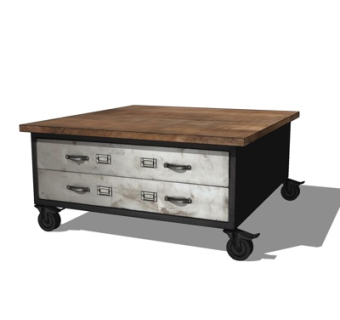 工业风实木茶几su模型