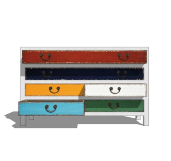 工业风实木边柜su模型