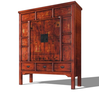 工业风实木边柜su模型