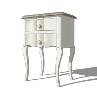 欧式实木床头柜su模型