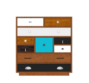 工业风实木边柜su模型