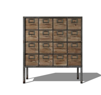 工业风实木边柜su模型