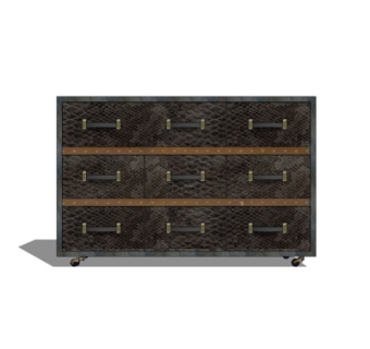 中式实木边柜su模型