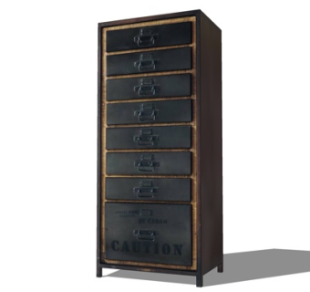 中式实木边柜su模型