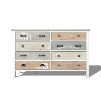 工业风实木边柜su模型