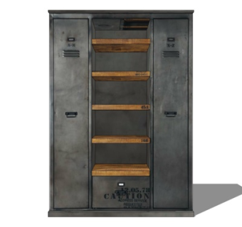 工业风实木边柜su模型