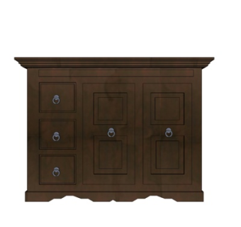 欧式实木边柜su模型