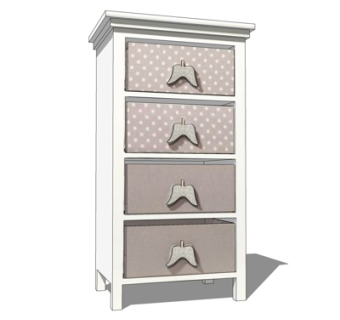 现代实木边柜斗柜su模型