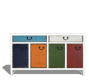 工业风实木边柜su模型