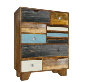 工业风实木边柜su模型