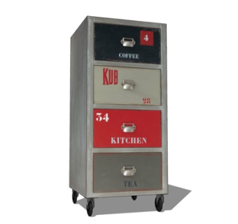 工业风实木边柜su模型