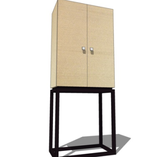 现代实木衣柜su模型