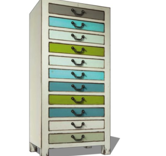 现代铁艺边柜斗柜su模型