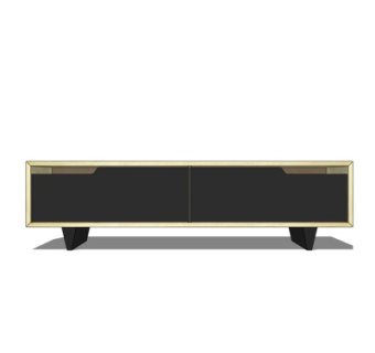 现代实木电视柜su模型