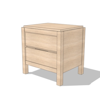 现代实木床头柜su模型