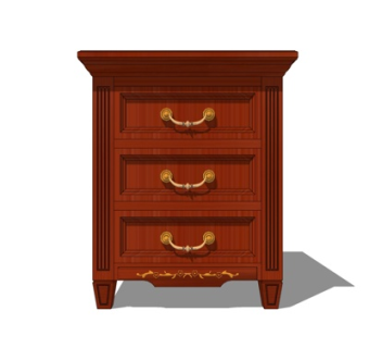 欧式实木床头柜su模型