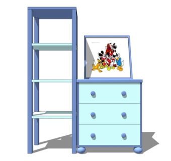 现代实木边柜su模型