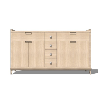 北欧原木边柜su模型