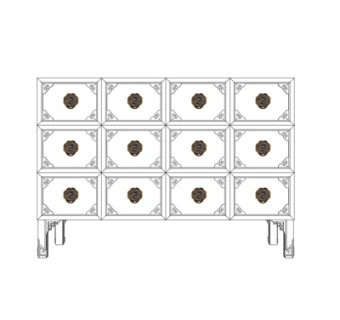 欧式雕花边柜su模型