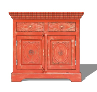 工业风实木边柜su模型