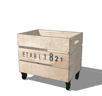 北欧原木餐边柜su模型