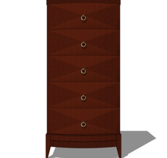 美式实木边柜su模型