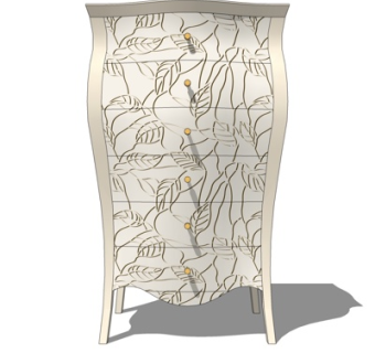 欧式实木边柜斗柜su模型