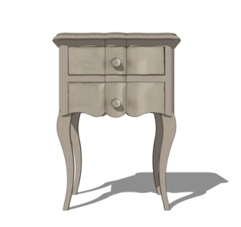 欧式实木床头柜su模型