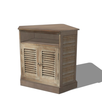 美式实木边柜su模型