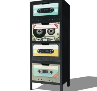 工业风实木边柜su模型