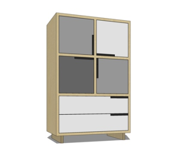 现代实木餐边柜su模型