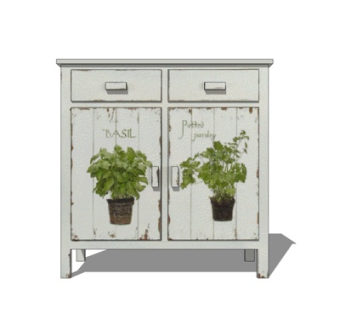 工业风铁艺边柜su模型