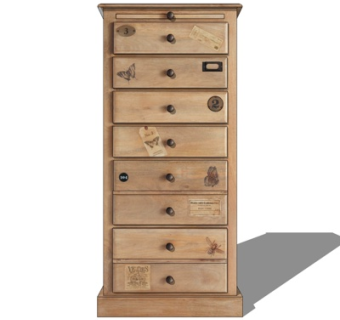 现代实木边柜斗柜su模型