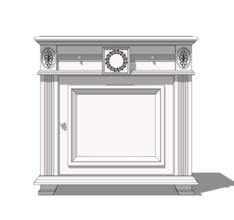 欧式实木边柜su模型