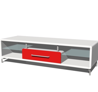 现代实木电视柜su模型