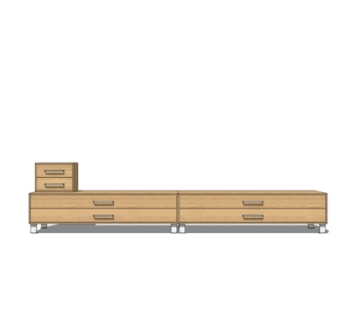 新中式实木电视柜su模型
