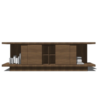 中式实木书柜su模型