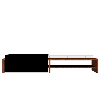 现代实木电视柜su模型