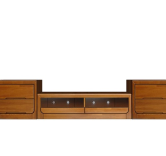 新中式实木电视柜su模型