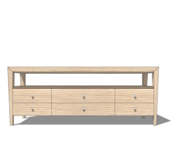 北欧原木边柜su模型