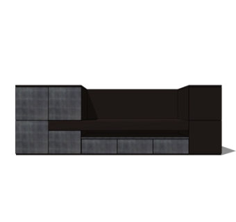 现代实木电视柜su模型