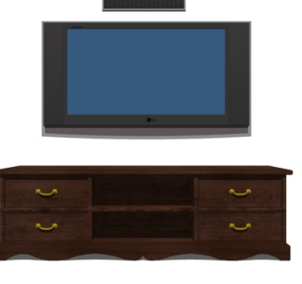 欧式实木电视柜su模型