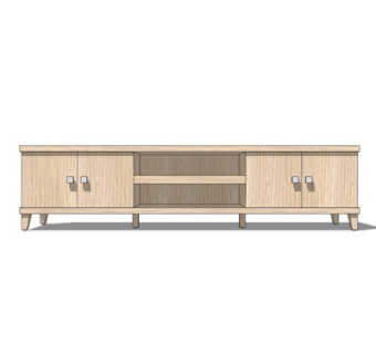 北欧原木电视柜su模型