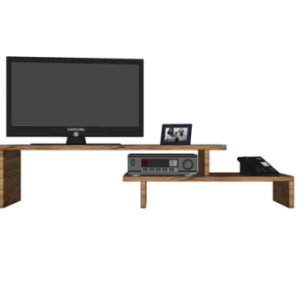 现代实木电视柜su模型